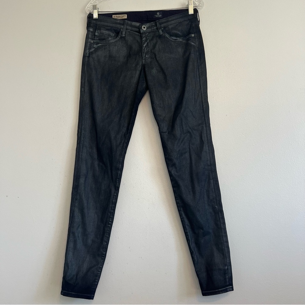 AG Womens Absolute Legging Skinny Jeans Coated Black Sz 29 Low Rise Retro 90s